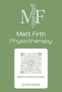 Matt Firth Physiotherapy logo — an MF monogram with a spine through it